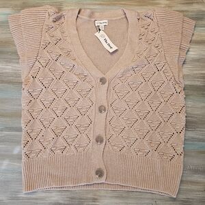 THE DROP "Pink" Women's Emma Ruffle Shoulder Sleeve Cardigan Sweater, New w/Tag!